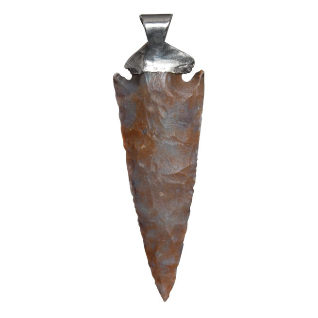 Large Sterling Silver Flint Arrowhead Pendant