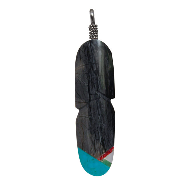 Picasso Jasper Zuni Inlay Feather Pendant