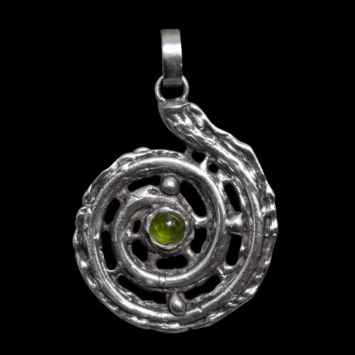 Sterling Silver Peridot Ammonite Pendant