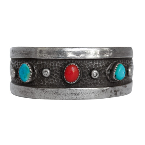 Turquoise Coral Navajo Cuff Bracelet