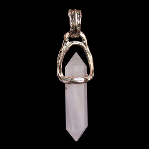 9K Gold Double-Terminated Rose Quartz Pendant