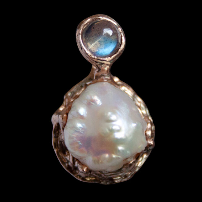 9K Gold Moonstone Pearl Pendant