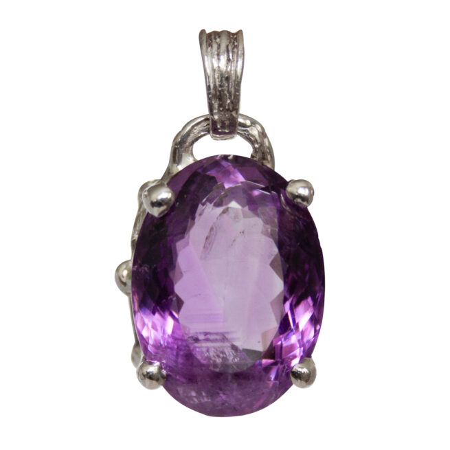 Faceted Amethyst Silver Pendant