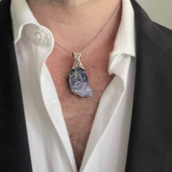 Large Tanzanite Silver Pendant