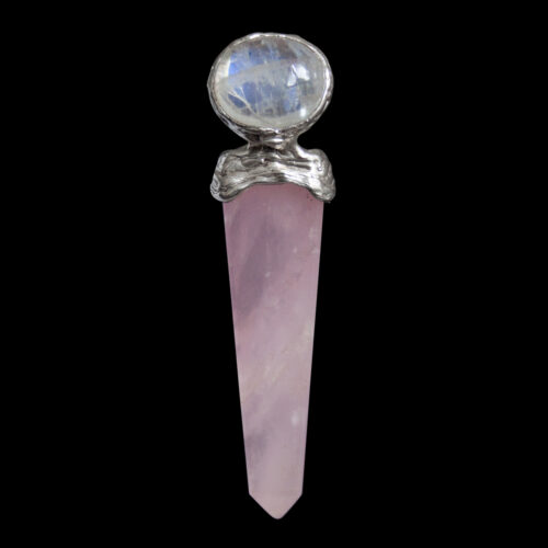 Rose Quartz Obelisk Moonstone Pendant