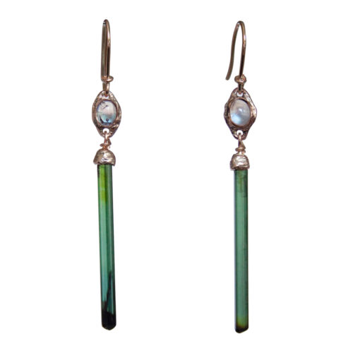 9K Gold Tourmaline Labradorite Earrings