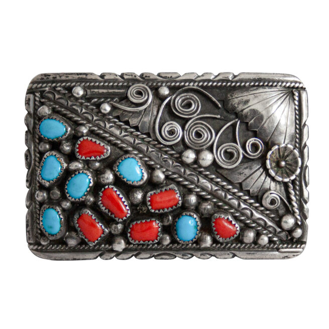 Rectangular Turquoise Coral Buckle