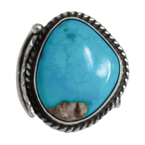 Silver Feather Turquoise Ring