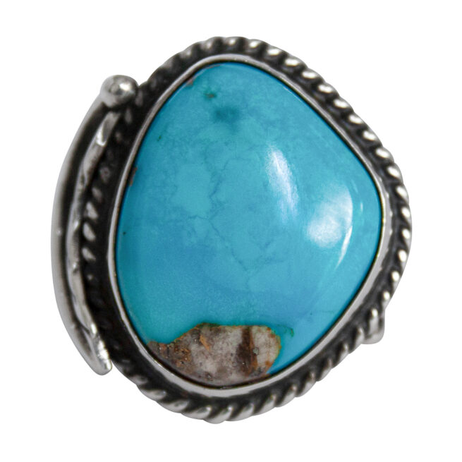 Silver Feather Turquoise Ring