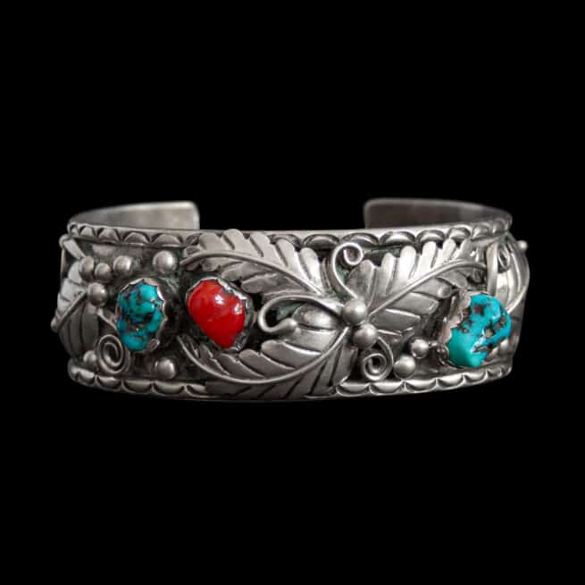 Turquoise Coral Navajo Bracelet