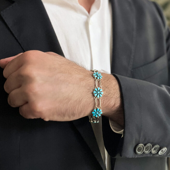 Turquoise Flower Chain Bracelet