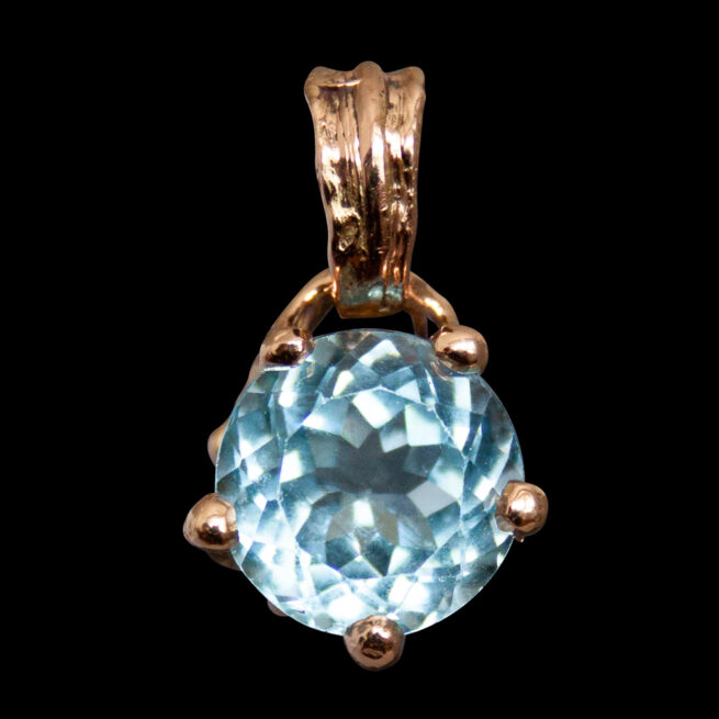 18K Gold Blue Topaz Pendant