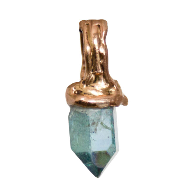 18K Gold Mini Aqua Aura Pendant