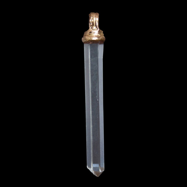 18K Gold Thin Quartz Pendant