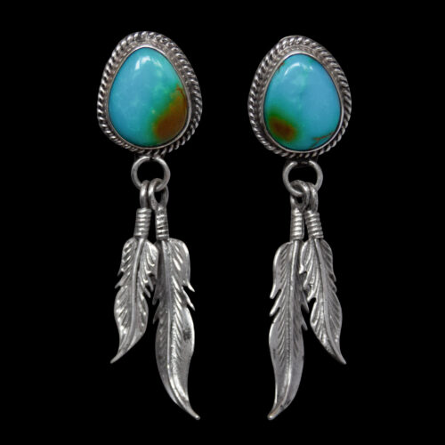 Bicolour Turquoise Feather Earrings