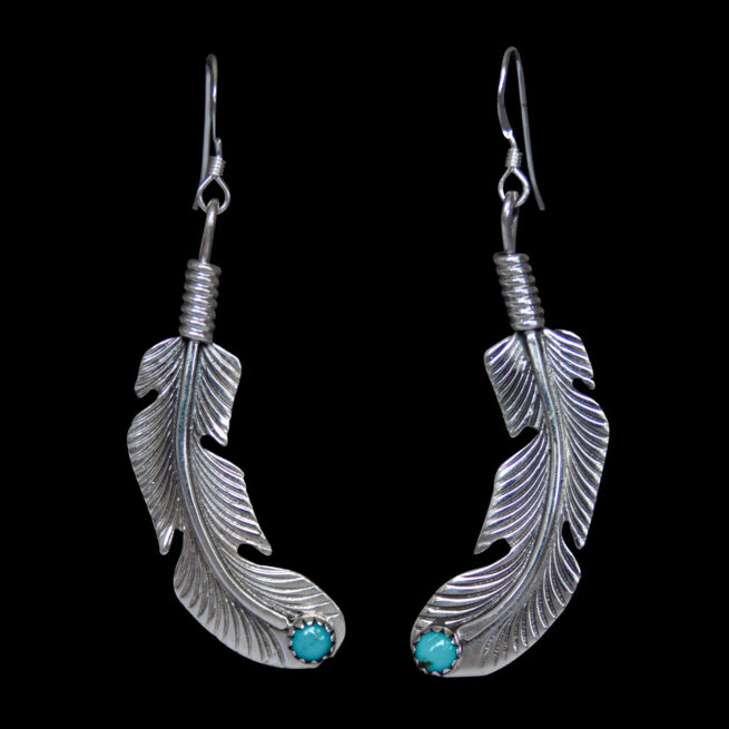 Curved Feather Turquoise Earrings