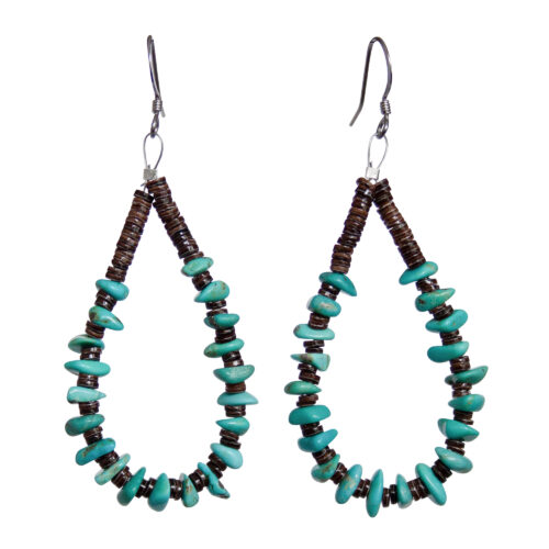 Heishi Turquoise Loop Earrings