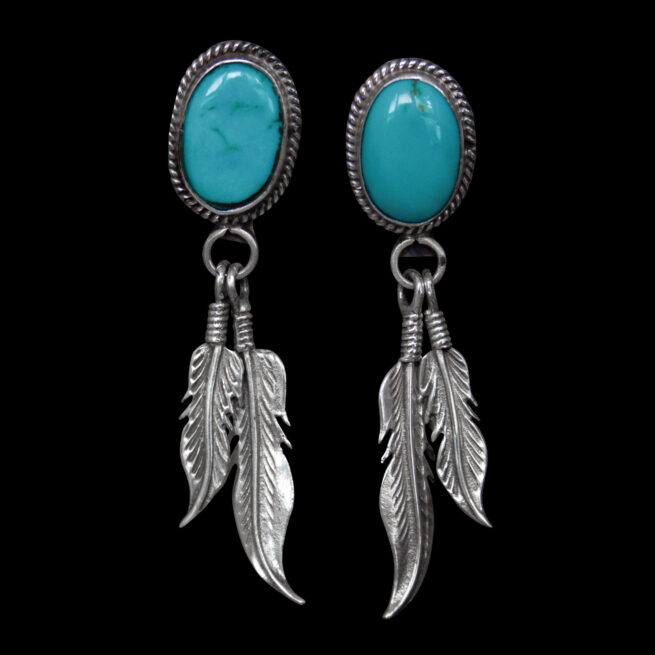 Navajo Turquoise Feather Earrings