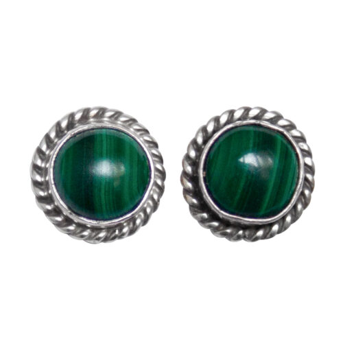 Round Malachite Stud Earrings