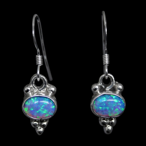 Small Blue Opal Earrings