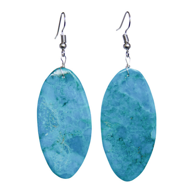 Turquoise Slab Oval Earrings