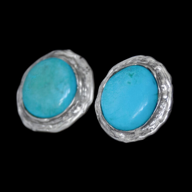 Circular Turquoise Silver Studs - Image 4
